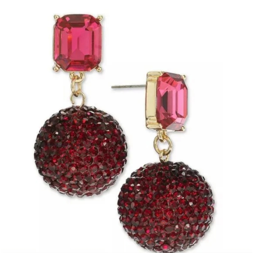NEW Pink and Gold Pavé Fireball Drop Earrings